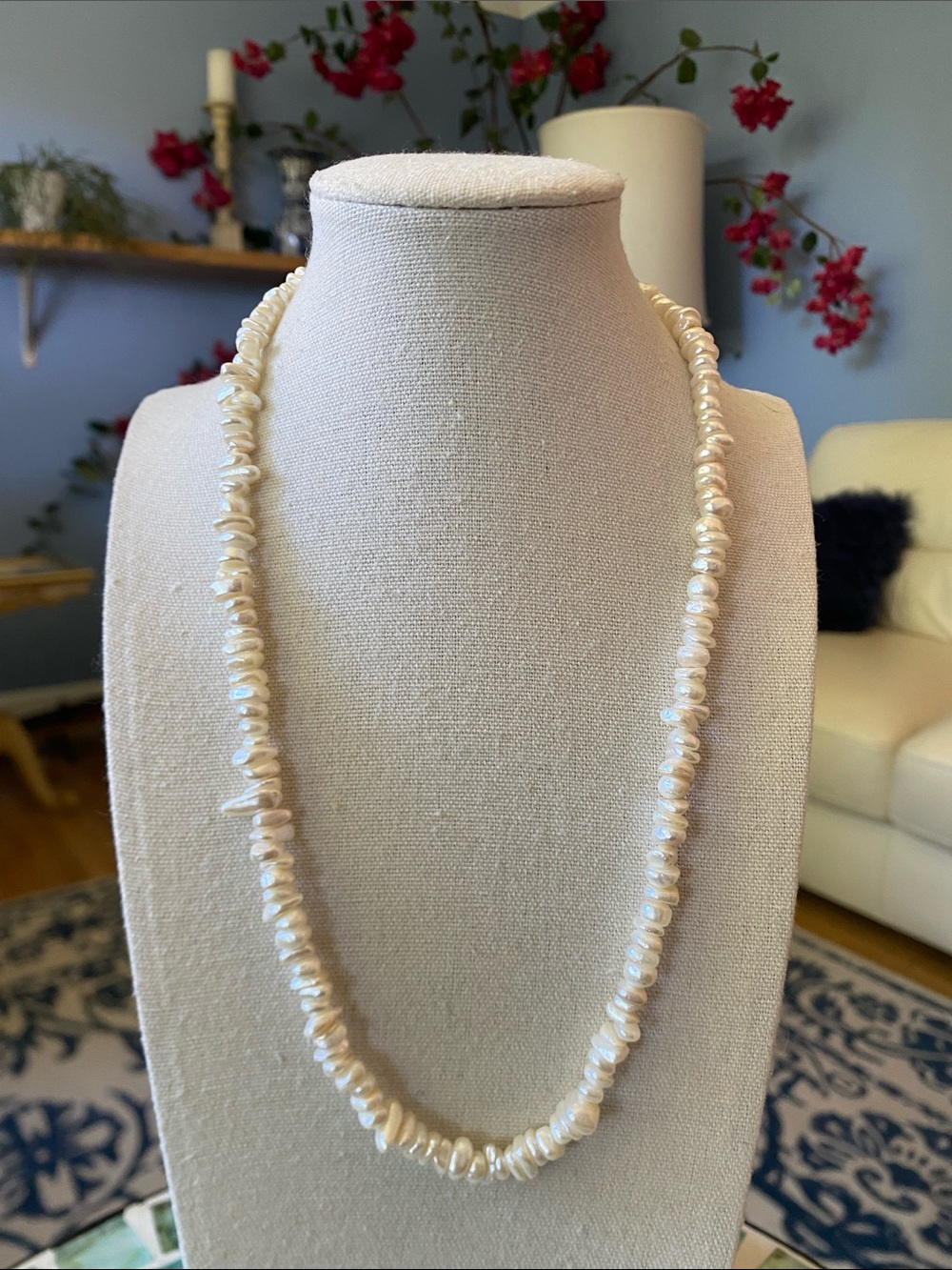 Natural Keshi Freshwater Pearl Necklace 20” Baroque Organic Pearls